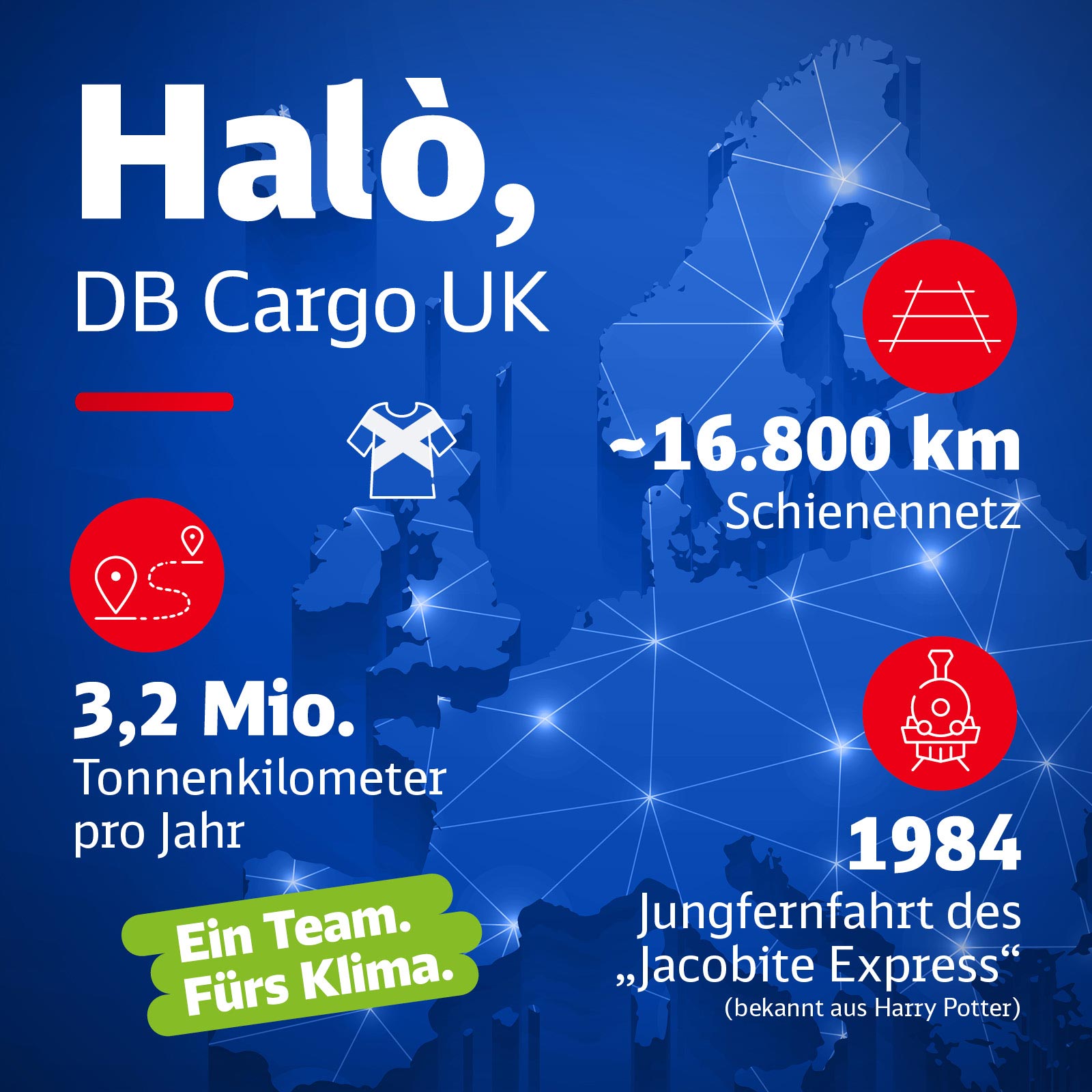 Eine Europakarte mit Infos zu DB Cargo UK.
