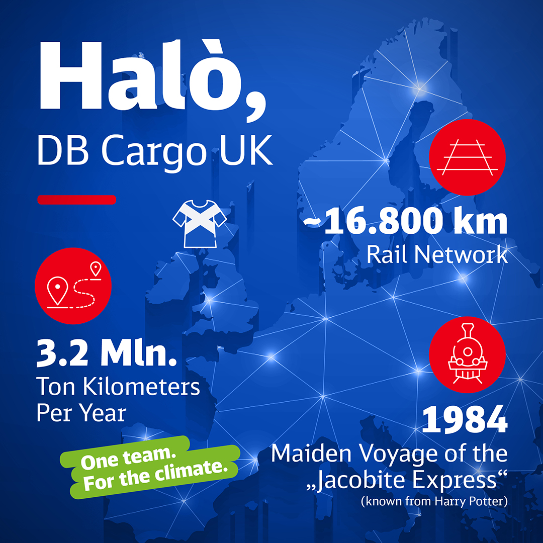 Eine Europakarte mit Infos zu DB Cargo UK.