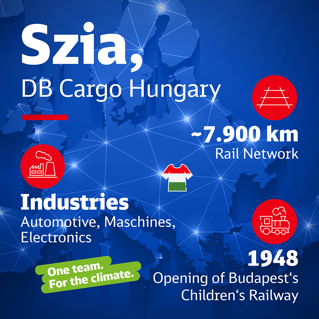  A map of Europe with information about DB Cargo Hungária.