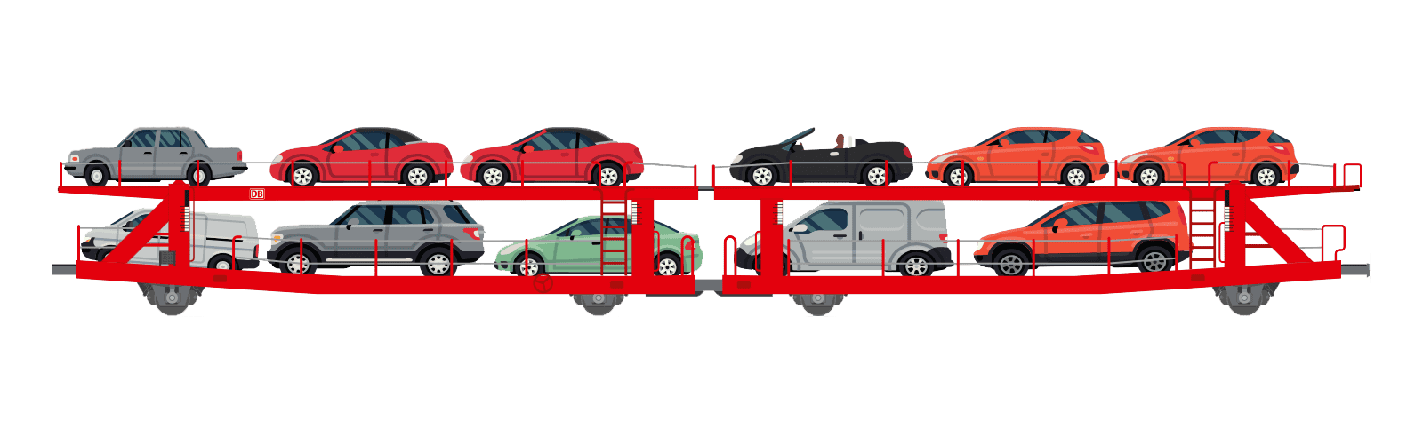 Grafik eines beladenen flexiblen Autotransportwagens