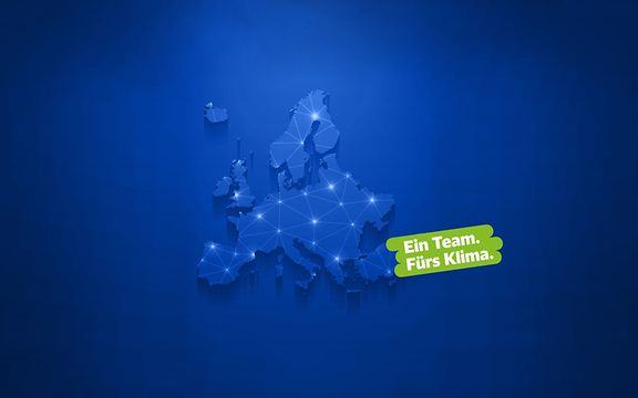 Eine Europakarte in Blau gehalten.