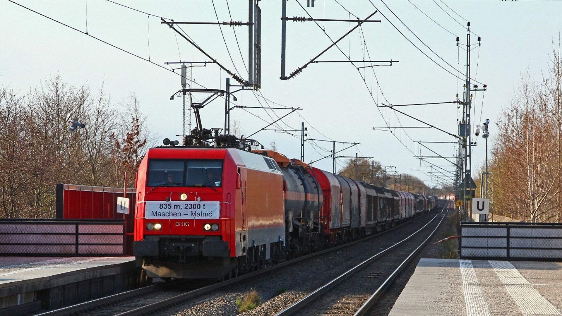 Demonstrator train with 832 m between Maschen and Malmö on 17.04.2021 as part of the Shift2Rail research project "FR8RAIL IV"