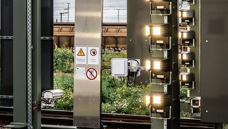 Camera gates on the track in the marshalling yard